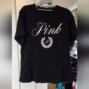 PINK Victoria's Secret Black Tee with White Logo